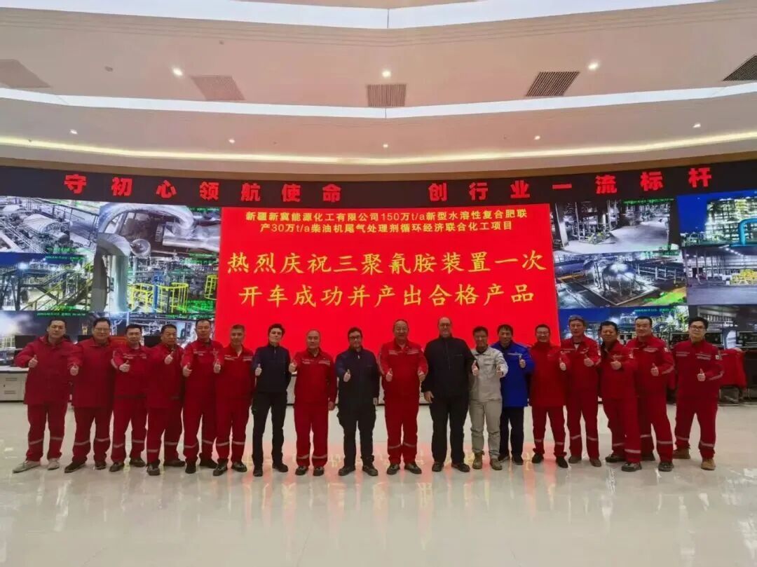 1.新疆新冀能源项目三聚氰胺装置一次投料成功